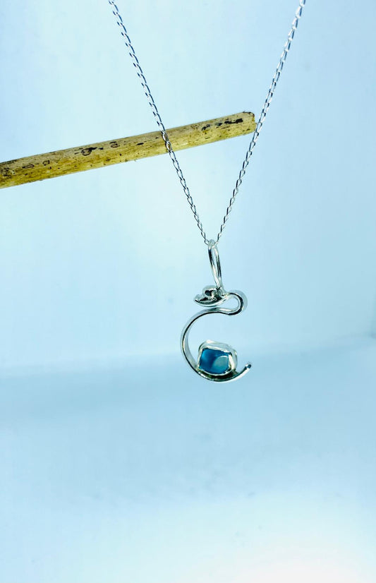 AquaBlueSeaGlassSilverNecklace4-Coastal Shore Designs Norfolk1