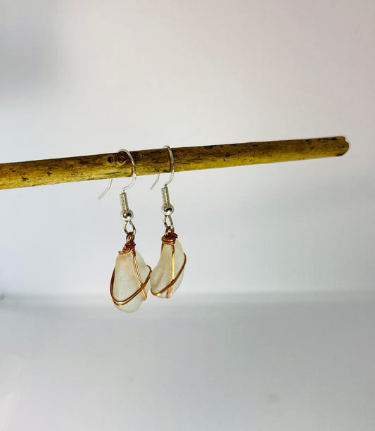 ClearSeaGlassEarringsWithCopperColourWireWrap-CoastalShoreDesigns-Norfolk2