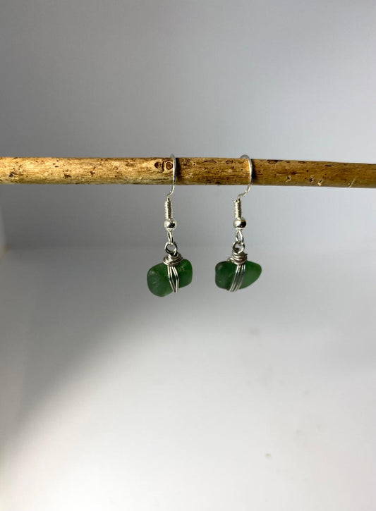 DarkGreenSeaGlassEarringswithSilverToneWireWrap-CoastalShoreDesigns-Norfolk2