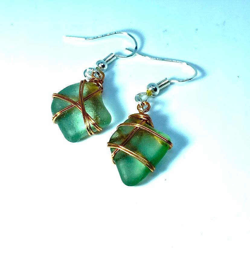 Sea Glass Seafoam Colour Earrings 1.