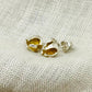 Amber Sea Glass Silver Studs in Sterling Silver