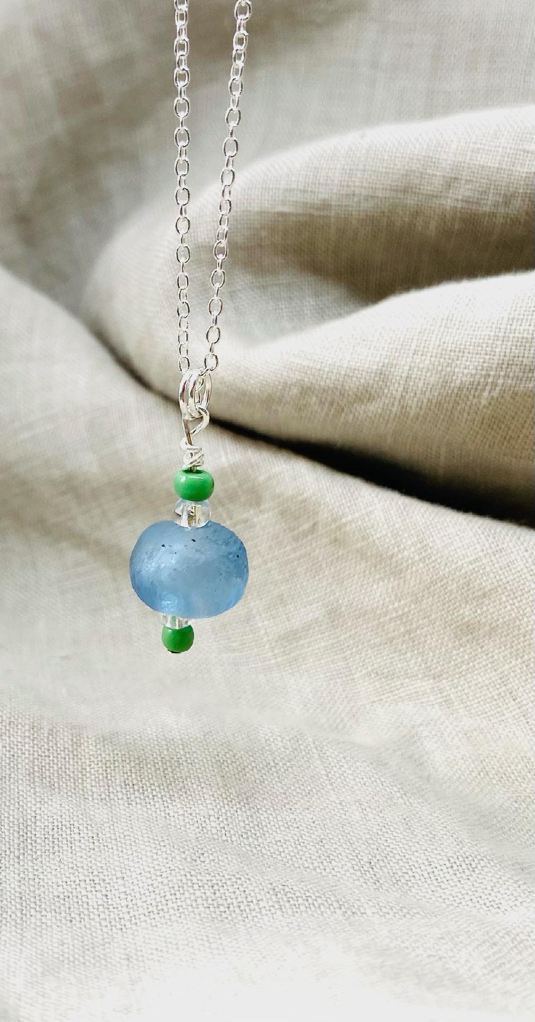 Light Blue Sea Glass Necklace