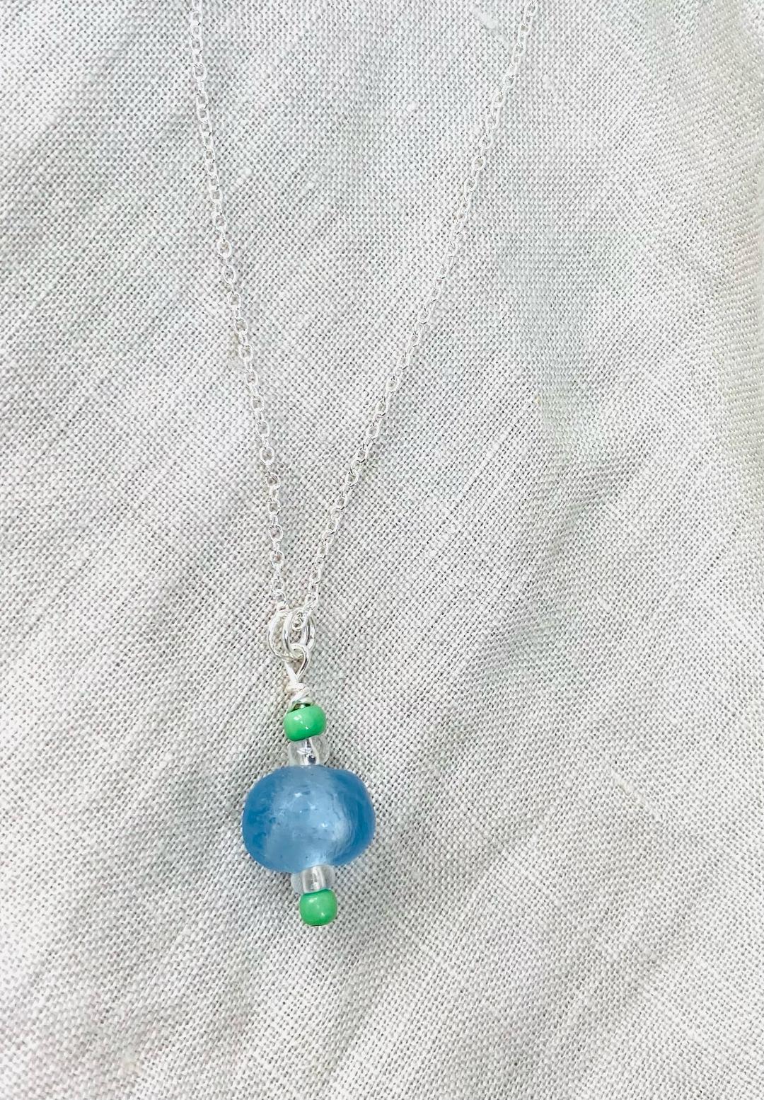 Light Blue Sea Glass Necklace