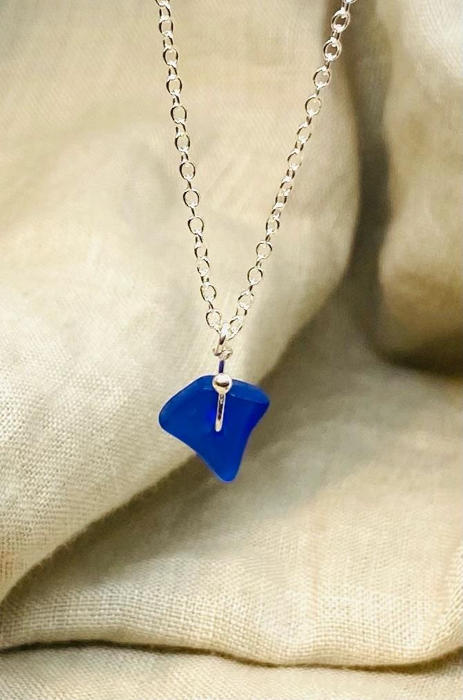 Blue Sea Glass Necklace