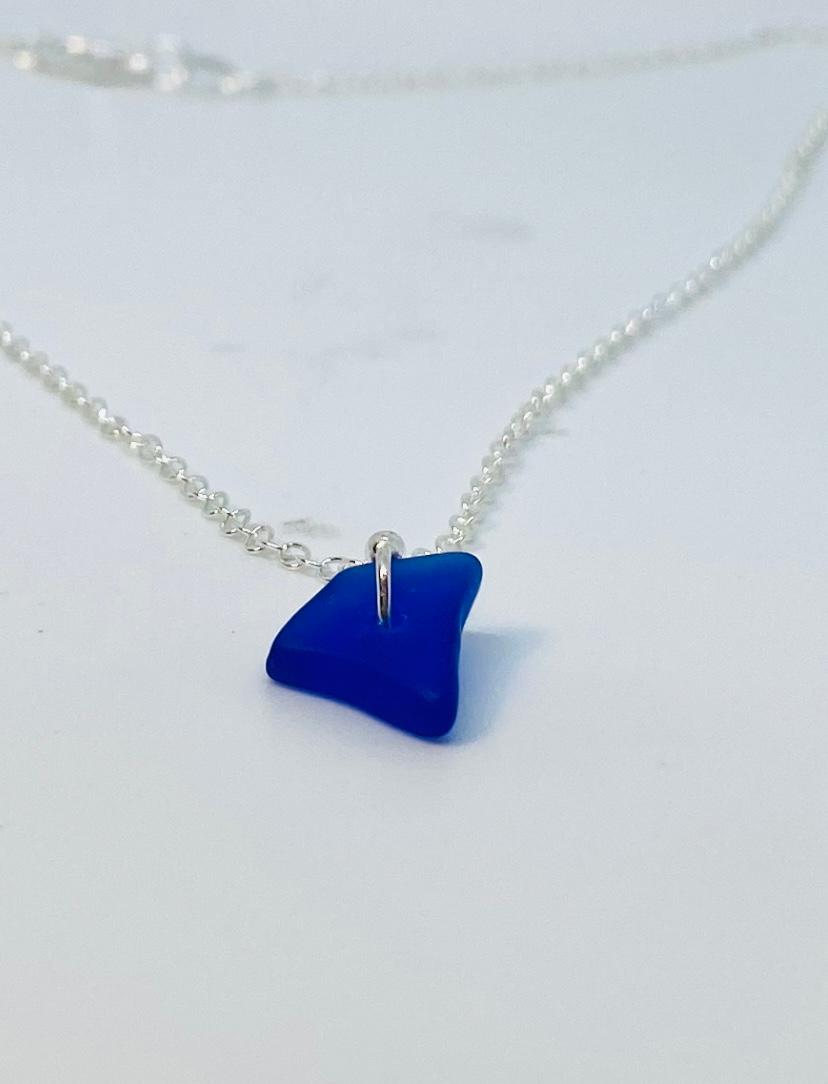 Blue Sea Glass Necklace