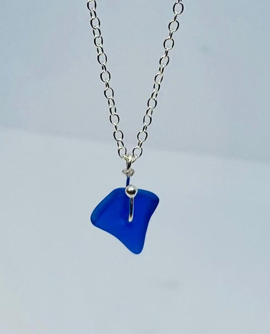 Blue Sea Glass Necklace