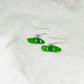 Green Sea Glass Earrings with Silver Tone Wire Wrap