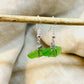 Green Sea Glass Earrings with Silver Tone Wire Wrap