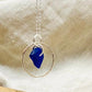 Sterling Silver Sea Glass Necklace in Cobalt Blue