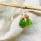 Kelly Green Sea Glass Earring with Copper Tone Wire Wrap