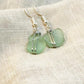 Sea Foam Sea Glass Earrings with Silver Tone Wire Wrap