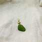 Green Drop Sea Glass with Gold Wire Wrap