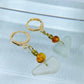 Clear Sea Glass Earrings With Amber Colour Beads