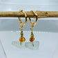 Clear Sea Glass Earrings With Amber Colour Beads