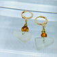 Clear Sea Glass Earrings With Amber Colour Beads