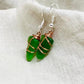 Green Sea Glass Earrings with Copper Tone Wire Wrap