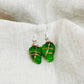 Green Sea Glass Earrings with Copper Tone Wire Wrap