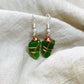 Green Sea Glass Earrings with Copper Tone Wire Wrap