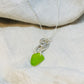 Necklace in Sterling Silver with Lime colour Sea Glass set on a Swirl Design