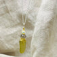 Olive Colour Sea Glass Necklace with Two Tone Glass Beads with Gold Tone Wire Wrap