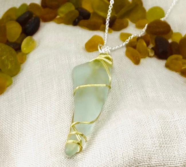 Seafoam Colour Sea Glass Necklace