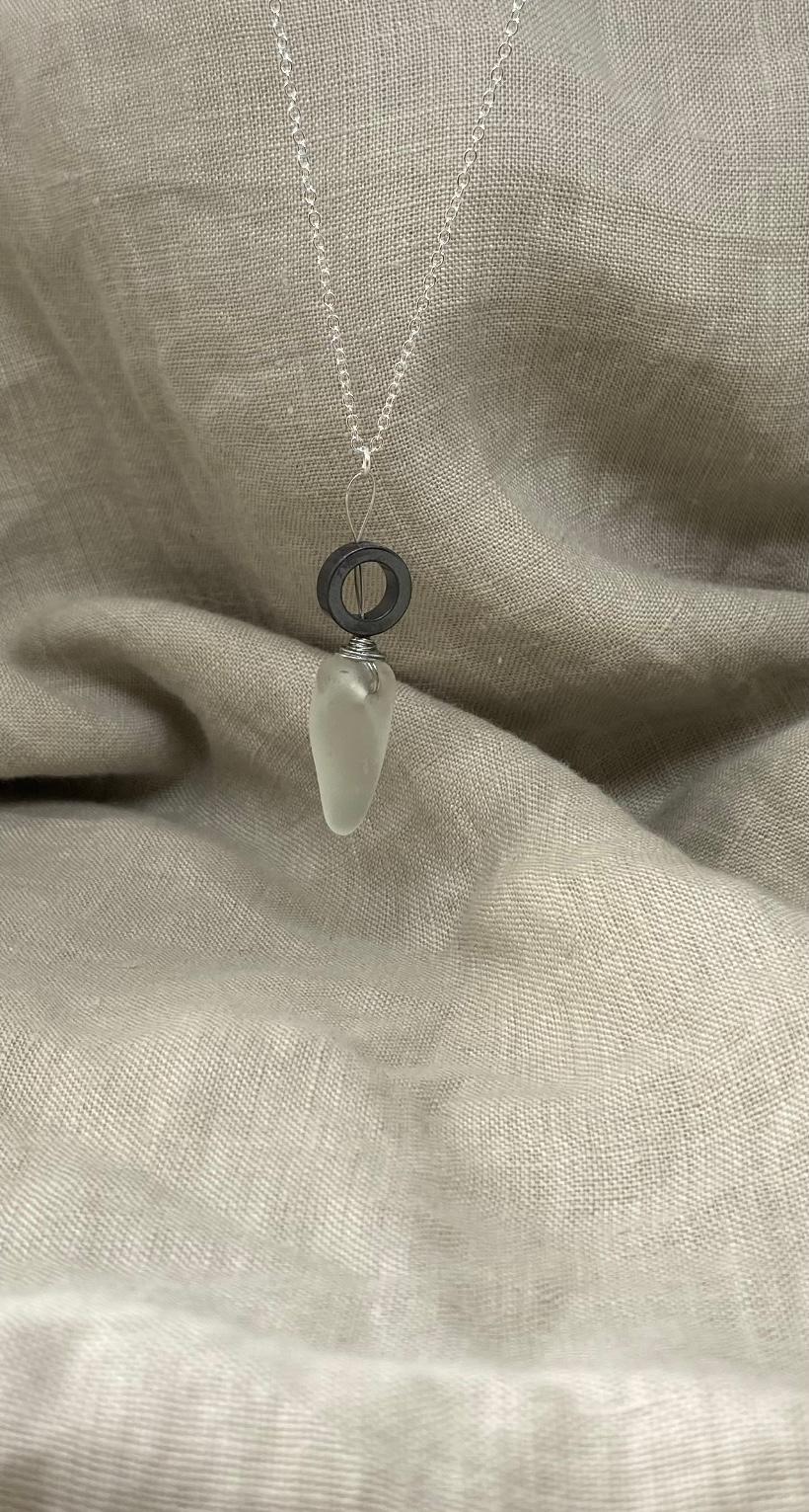 Clear Sea Glass Necklace